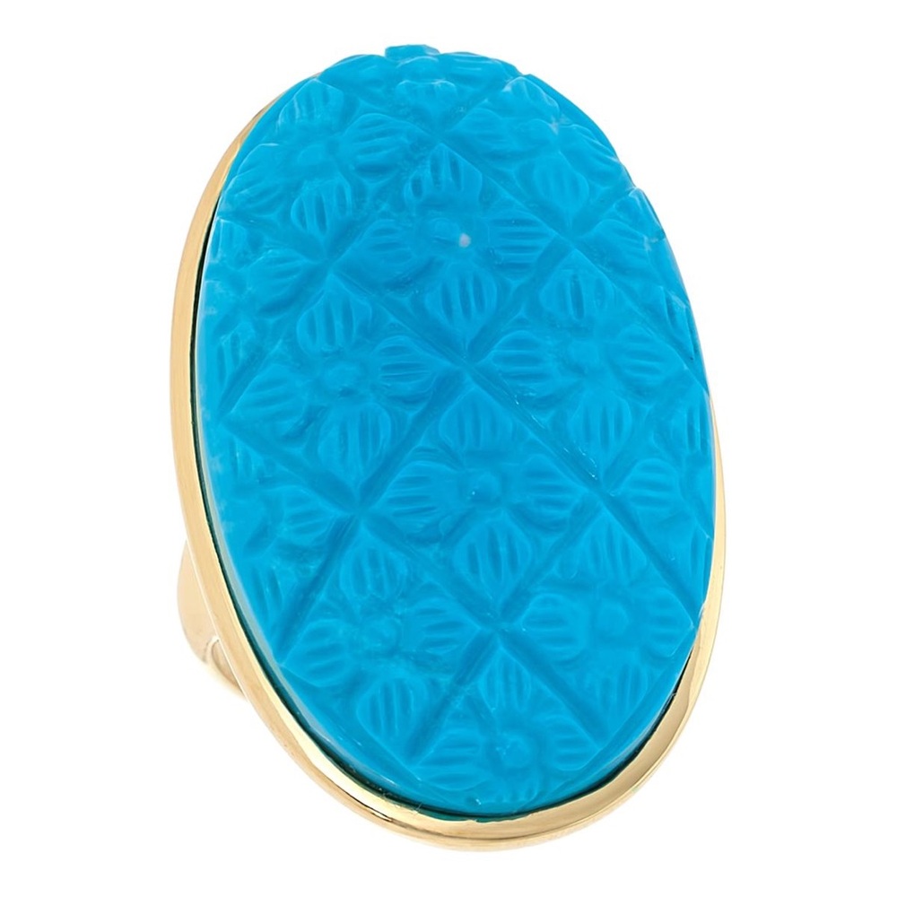 Rarities Gold-Plated Sterling Silver Carved Gemstone Floral Ring